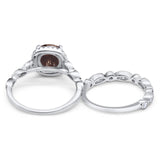 Two Piece Round Natural Stone Bridal Ring