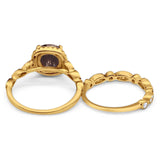 Two Piece Round Natural Stone Bridal Ring