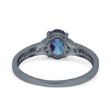 Art Deco Oval Natural Stone Wedding Ring