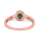 Art Deco Oval Natural Stone Wedding Ring