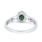 Art Deco Oval Natural Stone Wedding Ring