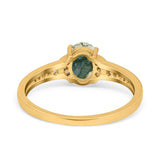 Art Deco Oval Natural Stone Wedding Ring