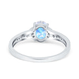 Art Deco Oval Natural Stone Wedding Ring