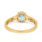 Art Deco Oval Natural Stone Wedding Ring