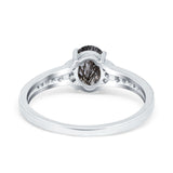 Art Deco Oval Natural Stone Wedding Ring
