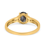 Art Deco Oval Natural Stone Wedding Ring
