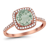 Art Deco Round Natural Stone Wedding Ring