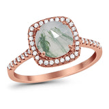 Art Deco Round Natural Stone Wedding Ring