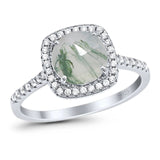 Art Deco Round Natural Stone Wedding Ring