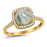 Art Deco Round Natural Stone Wedding Ring