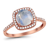 Art Deco Round Natural Stone Wedding Ring