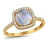 Art Deco Round Natural Stone Wedding Ring