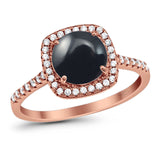 Art Deco Round Natural Stone Wedding Ring