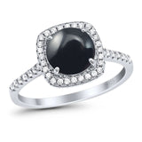 Art Deco Round Natural Stone Wedding Ring