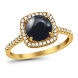 Art Deco Round Natural Stone Wedding Ring