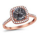 Art Deco Round Natural Stone Wedding Ring