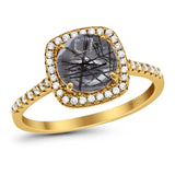 Art Deco Round Natural Stone Wedding Ring