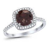 Art Deco Round Natural Stone Wedding Ring