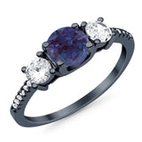 Three Stone Round Natural Stone Ring