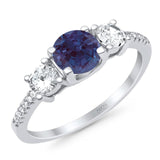 Three Stone Round Natural Stone Ring