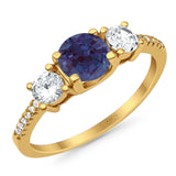 Three Stone Round Natural Stone Ring