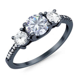 Three Stone Round Natural Stone Ring