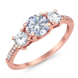 Three Stone Round Natural Stone Ring