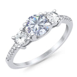 Three Stone Round Natural Stone Ring