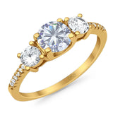 Three Stone Round Natural Stone Ring