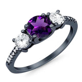 Three Stone Round Natural Stone Ring