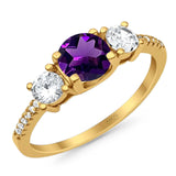 Three Stone Round Natural Stone Ring