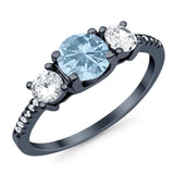 Three Stone Round Natural Stone Ring