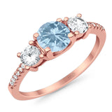 Three Stone Round Natural Stone Ring