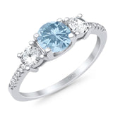 Three Stone Round Natural Stone Ring