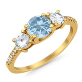 Three Stone Round Natural Stone Ring