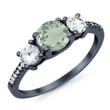 Three Stone Round Natural Stone Ring