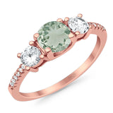 Three Stone Round Natural Stone Ring