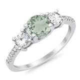 Three Stone Round Natural Stone Ring