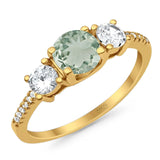 Three Stone Round Natural Stone Ring