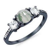 Three Stone Round Natural Stone Ring