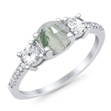 Three Stone Round Natural Stone Ring