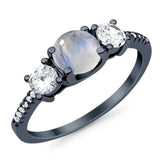 Three Stone Round Natural Stone Ring