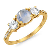 Three Stone Round Natural Stone Ring