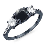 Three Stone Round Natural Stone Ring