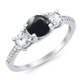 Three Stone Round Natural Stone Ring