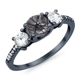 Three Stone Round Natural Stone Ring