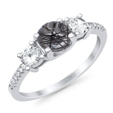 Three Stone Round Natural Stone Ring