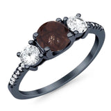 Three Stone Round Natural Stone Ring