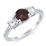 Three Stone Round Natural Stone Ring