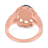 Art Deco Oval Natural Stone Flower Ring